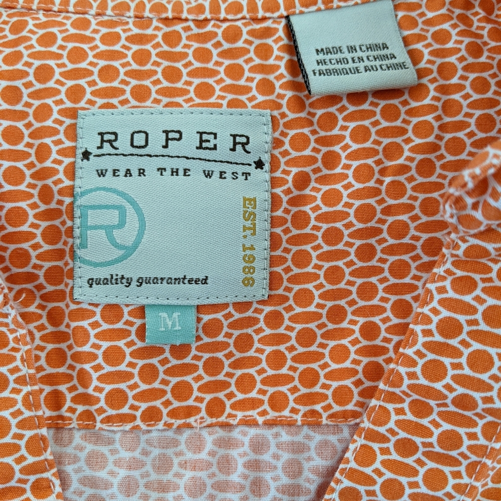 Roper orange print sleeveless pearl snap blouse M - Picture 7 of 7